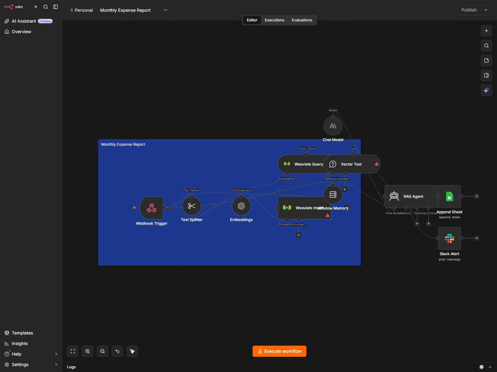 Monthly Expense Report workflow preview